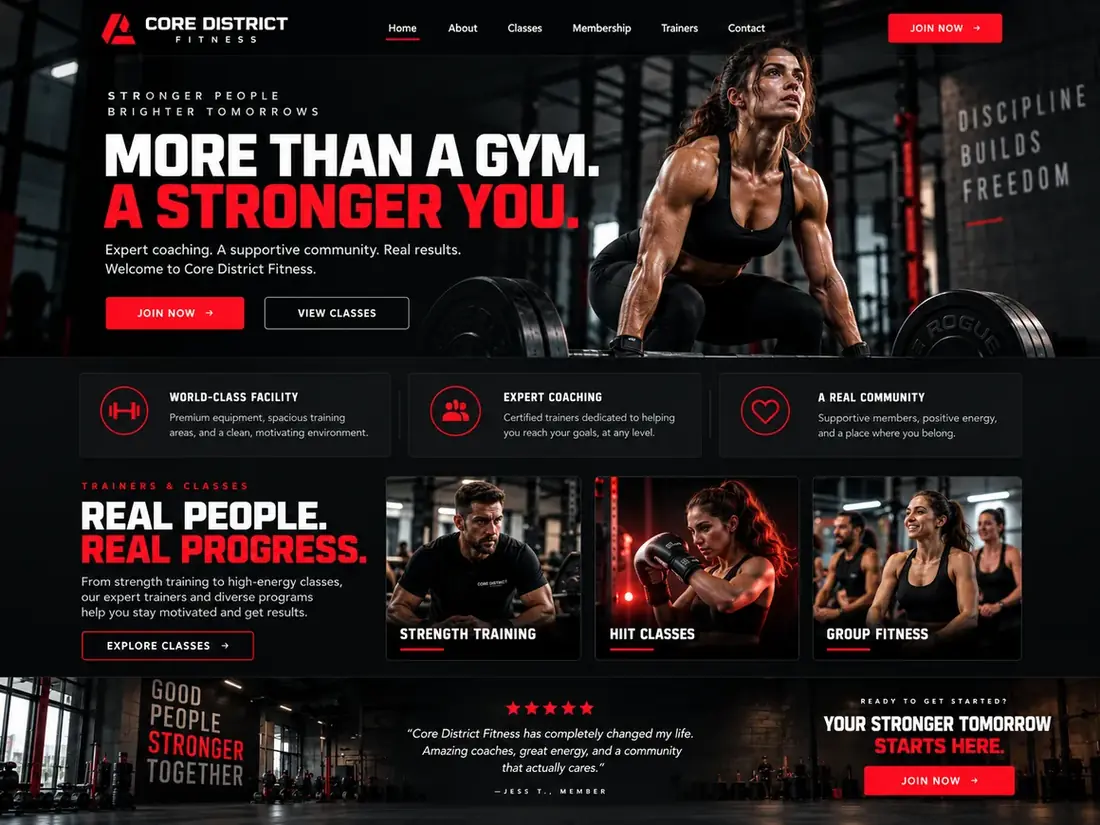 Preview of the Fitness Studio website template